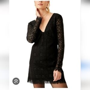 Free People Black Long Sleeve Lace Dress